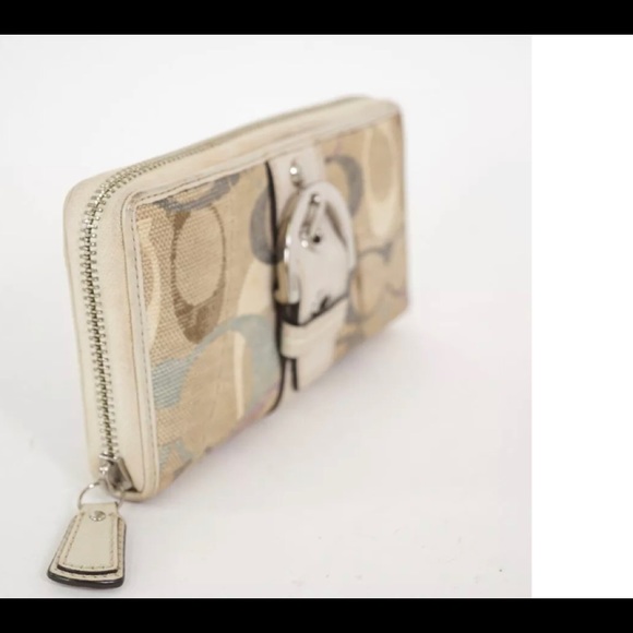 COACH Signature Canvas leather round zip wallet - Picture 8 of 8